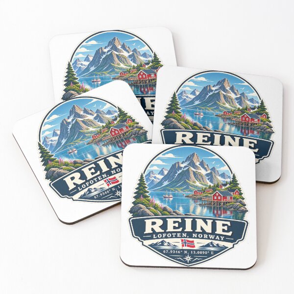Aperçu de l'œuvre Coordonnées de la Reine Lofoten en Norvège – Badge de voyage pour les fjords norvégiens créée et vendue par ChicClicker.
