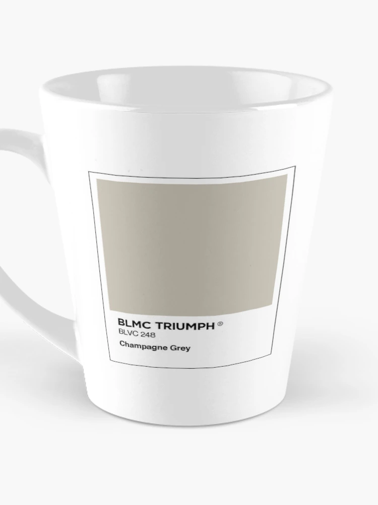 Aperçu 3 sur 4. Mug à café avec l'œuvre BL Triumph Champagne grey colour swatch Mug & Sticker créée et vendue par RJWautographics Mugs and Stickers.