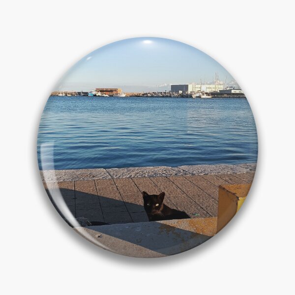 Item preview, Mischievous Black Cat in a Italian Harbor - A Seaside Encounter designed and sold by EpicVistas.