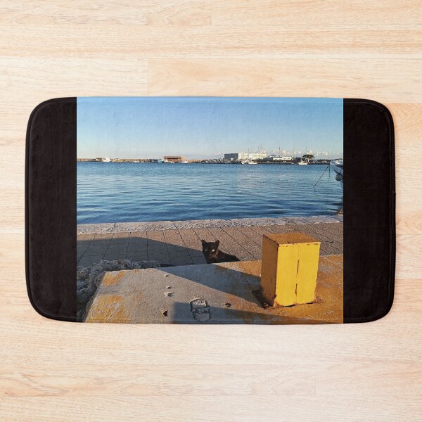 Item preview, Mischievous Black Cat in a Italian Harbor - A Seaside Encounter designed and sold by EpicVistas.