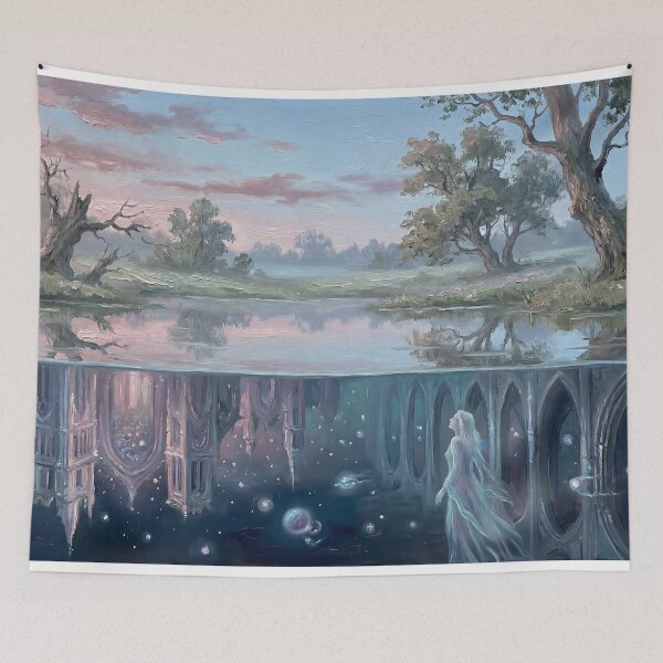 Item preview, Surreal Lake Reflection Hidden World Painting designed and sold by ArtAmbience.