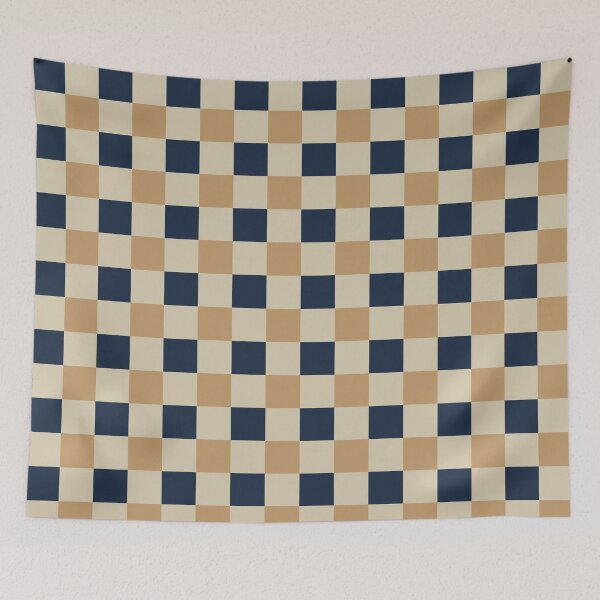 Item preview, Tan and deep navy Checkered Pattern vintage style Plaid small  designed and sold by DColourMuse.