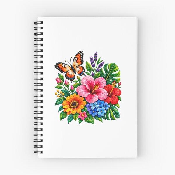 Item preview, Colorful Tropical Floral Bouquet with Butterfly – Botanical Nature Art designed and sold by Design Sounds Studio.