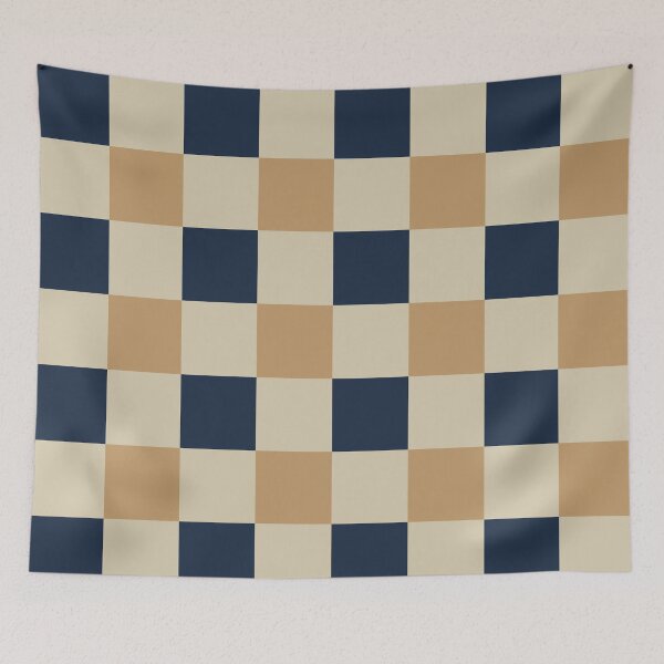 Item preview, Tan and deep navy Checkered Pattern vintage style Plaid medium  designed and sold by DColourMuse.