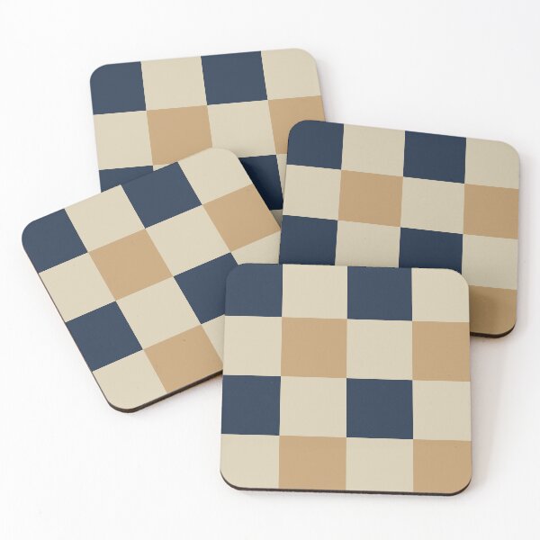 Item preview, Tan and deep navy Checkered Pattern vintage style Plaid large designed and sold by DColourMuse.