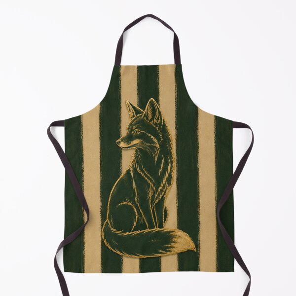 Item preview, Stylish Fox In Dark Green And Warm Orche Autumn Vintage Decor designed and sold by TheSlowShore.