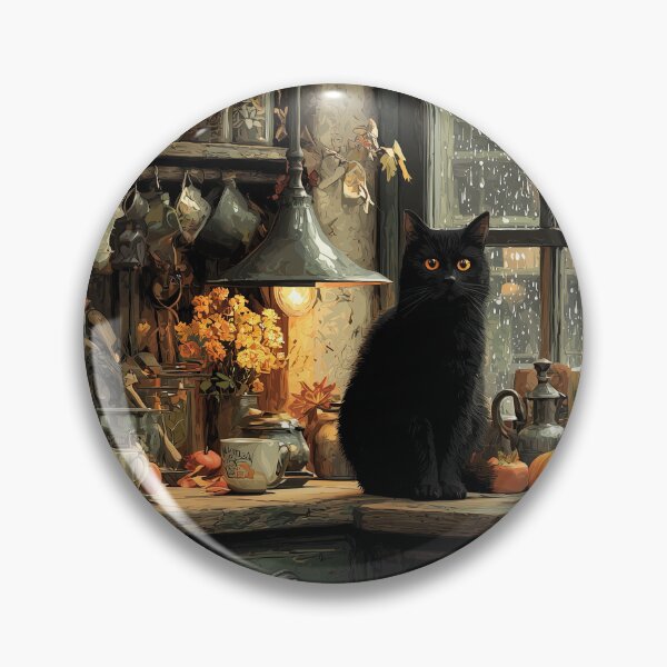 Item preview, Black Cat in a Rustic Fall Kitchen designed and sold by Erika Kaisersot.