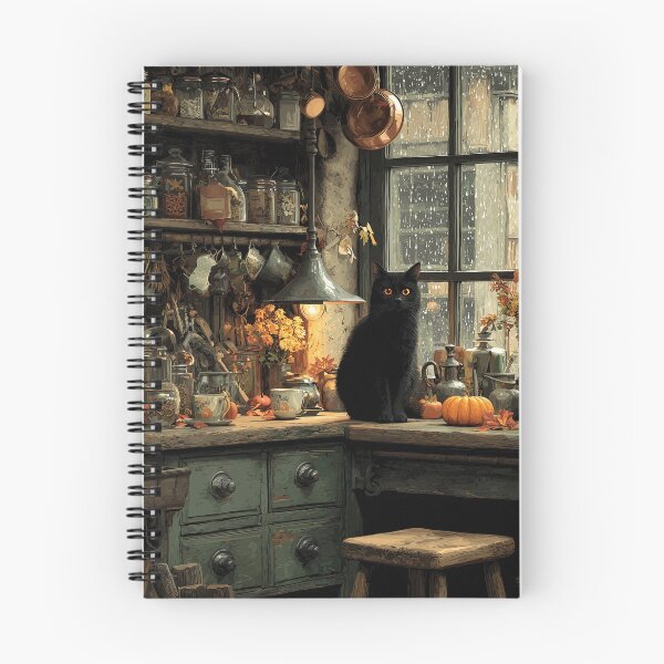 Item preview, Black Cat in a Rustic Fall Kitchen designed and sold by Erika Kaisersot.