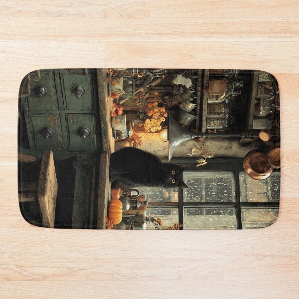 Item preview, Black Cat in a Rustic Fall Kitchen designed and sold by Erika Kaisersot.