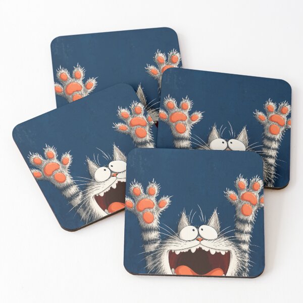 Item preview, Funny Screaming Grey Tabby Cat Paw Beans Excited Comic Graphic Art designed and sold by The Upside Down.