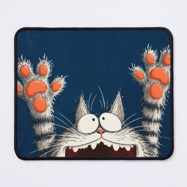 Item preview, Funny Screaming Grey Tabby Cat Paw Beans Excited Comic Graphic Art designed and sold by The Upside Down.