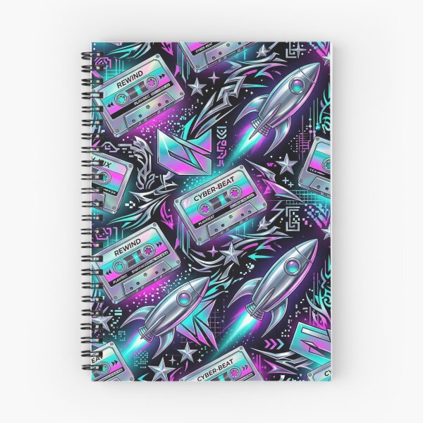 Item preview, Cassette Tapes & Chrome Rockets Y2K Cyber Pattern designed and sold by StickVerse by Owais.