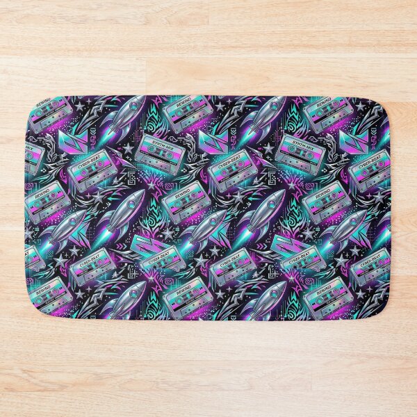Item preview, Cassette Tapes & Chrome Rockets Y2K Cyber Pattern designed and sold by StickVerse by Owais.