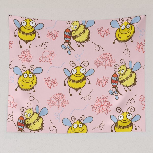 Item preview, Cute bee pattern with flowers designed and sold by Art99ThaiShop.
