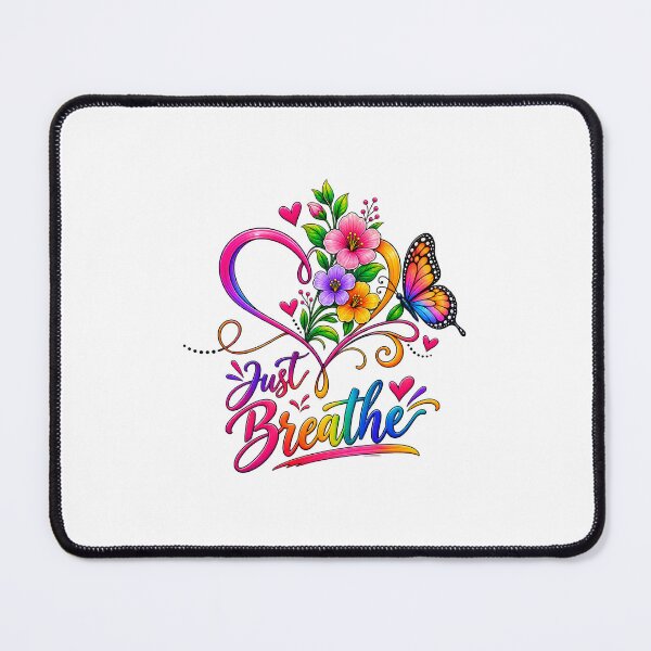 Item preview, Just Breathe – Colorful Floral Heart & Butterfly designed and sold by Public Nature View Places.