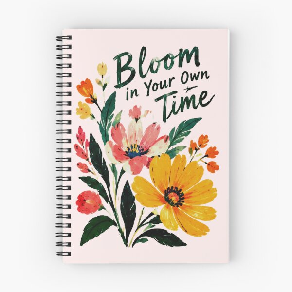 Item preview, Bloom In Your Own Time Watercolor Floral Bouquet Positive Quote designed and sold by FabSvn.