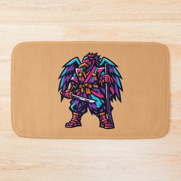 Item preview, Neon Crow Samurai – Raven Yokai Warrior with Katana designed and sold by KungPowUnicorn.