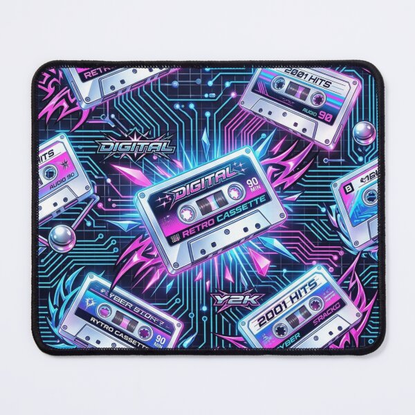 Item preview, Circuit Board Traces & Cassette Tapes Y2K Cyber Pattern designed and sold by StickVerse by Owais.