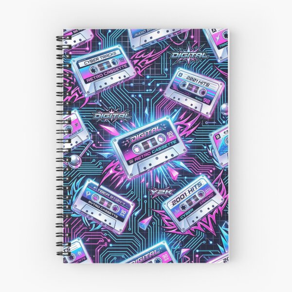 Item preview, Circuit Board Traces & Cassette Tapes Y2K Cyber Pattern designed and sold by StickVerse by Owais.