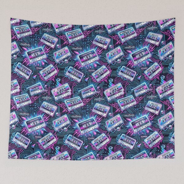 Item preview, Circuit Board Traces & Cassette Tapes Y2K Cyber Pattern designed and sold by StickVerse by Owais.