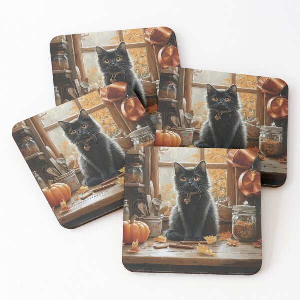 Item preview, Black Cat by the Autumn Kitchen Window designed and sold by Erika Kaisersot.