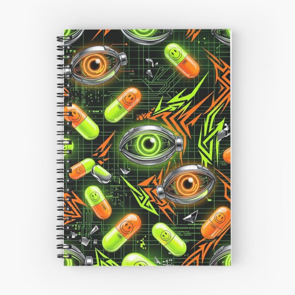 Item preview, Cyber Eyes & Smiley Pills Y2K Cyber Pattern designed and sold by StickVerse by Owais.