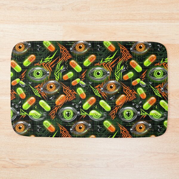 Item preview, Cyber Eyes & Smiley Pills Y2K Cyber Pattern designed and sold by StickVerse by Owais.
