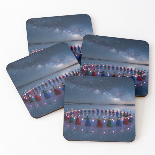 Item preview, Korean Traditional Ganggangsullae Circle Dance at Salar de Uyuni Salt Flats Art Print, Cosmic Cultural Fusion Design designed and sold by SOOstudio73.