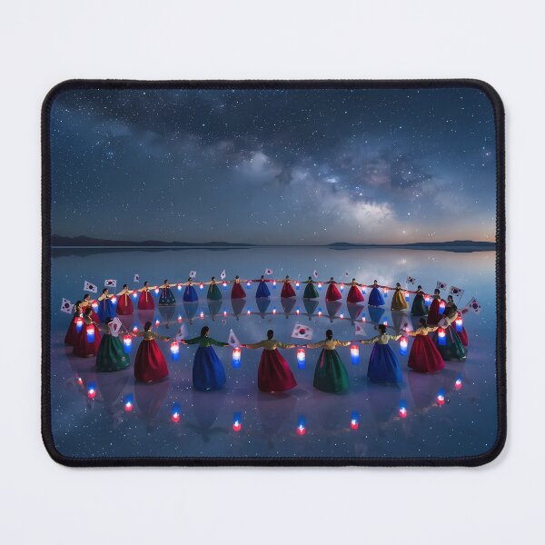 Item preview, Korean Traditional Ganggangsullae Circle Dance at Salar de Uyuni Salt Flats Art Print, Cosmic Cultural Fusion Design designed and sold by SOOstudio73.