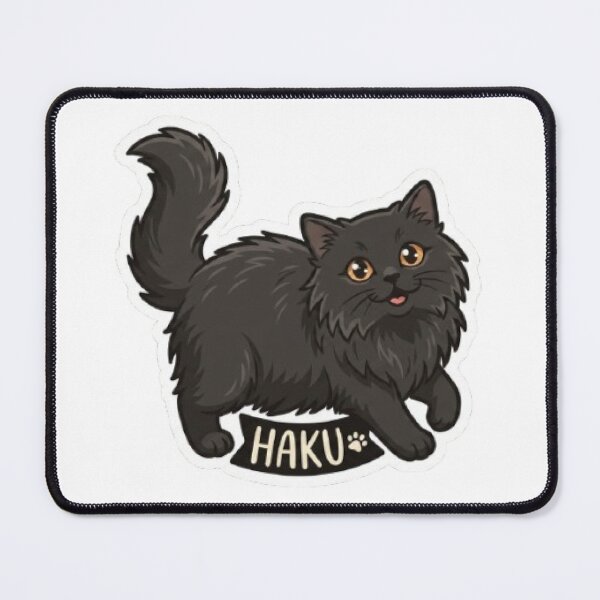 Item preview, Cute Fluffy Black Cat Name Haku designed and sold by PetalsPaws.