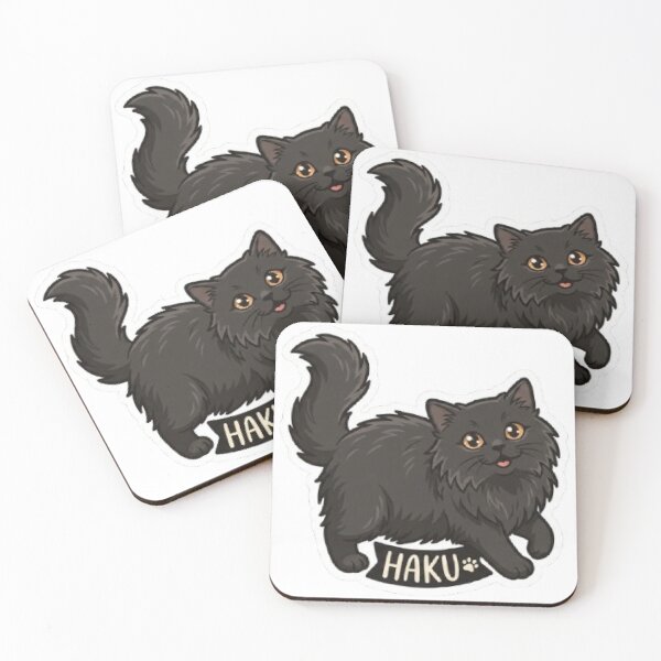 Item preview, Cute Fluffy Black Cat Name Haku designed and sold by PetalsPaws.