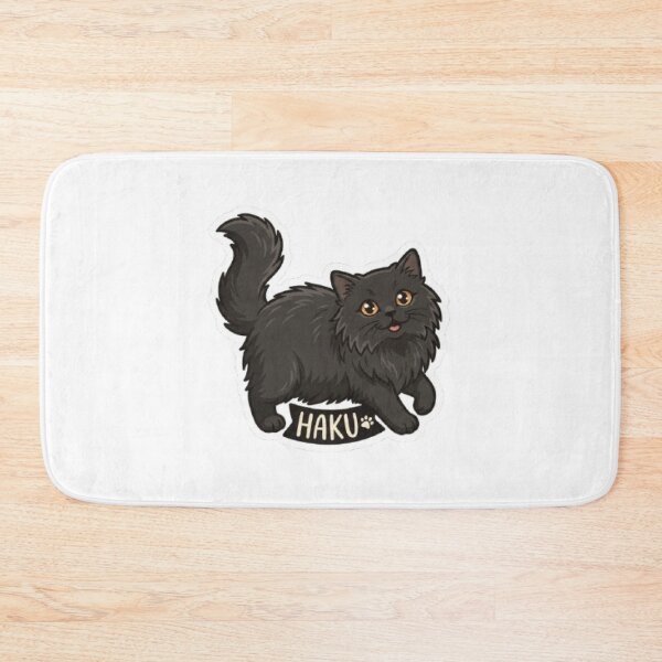 Item preview, Cute Fluffy Black Cat Name Haku designed and sold by PetalsPaws.