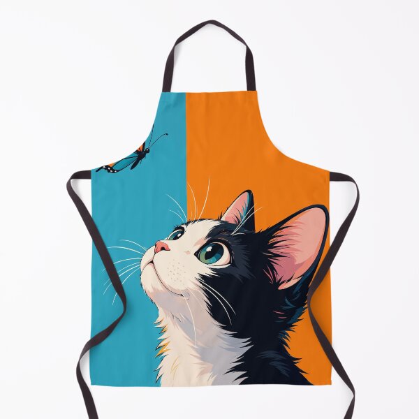 Item preview, Curious Tuxedo Cat Looking at Monarch Butterfly Graphic Art designed and sold by The Upside Down.