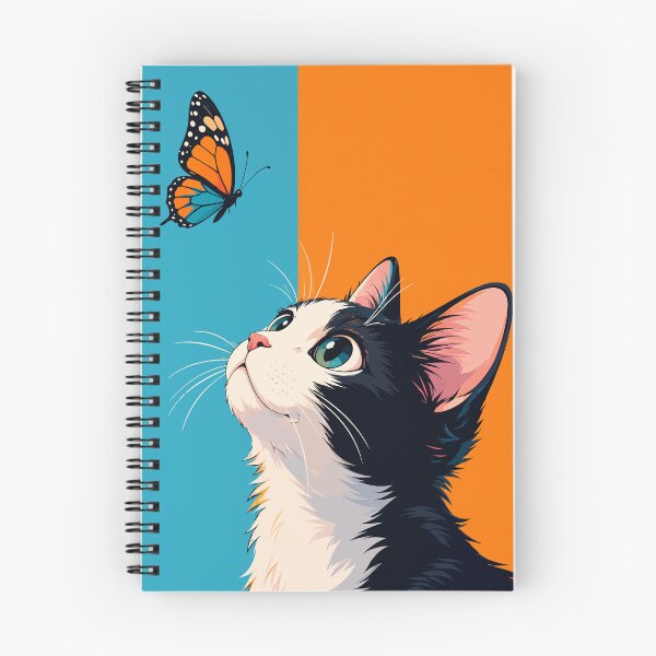 Item preview, Curious Tuxedo Cat Looking at Monarch Butterfly Graphic Art designed and sold by The Upside Down.