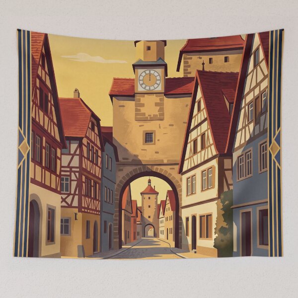 Item preview, Rothenburg Germany Vintage Travel Art – Medieval Old Town designed and sold by Bomax121.