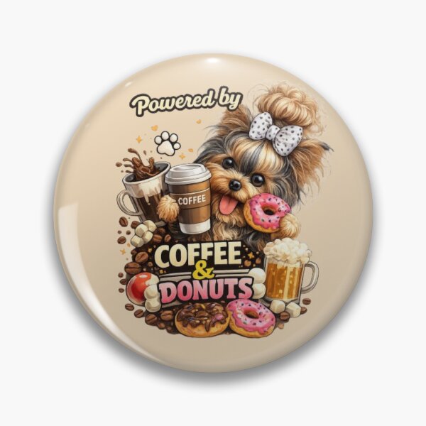 Item preview, Powered by Coffee & Donuts – Funny Yorkie Design designed and sold by Yorkie Magic Studio .