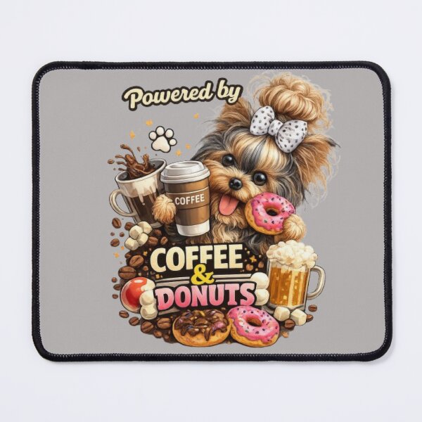 Item preview, Powered by Coffee & Donuts – Funny Yorkie Design designed and sold by Yorkie Magic Studio .