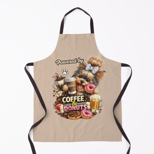 Item preview, Powered by Coffee & Donuts – Funny Yorkie Design designed and sold by Yorkie Magic Studio .