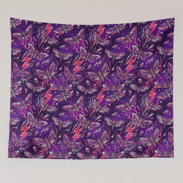 Item preview, Cyber Moths & Jagged Lightning Bolts Y2K Cyber Pattern designed and sold by StickVerse by Owais.