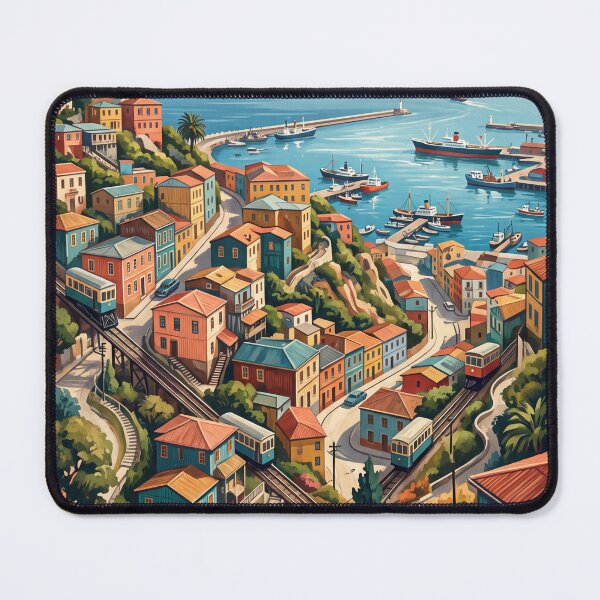 Item preview, Valparaiso Chile Vintage Travel Art – Colorful Coastal Hills designed and sold by Bomax121.