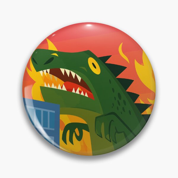 Item preview, Retro Kaiju Monster Attack City Destruction Fire Art designed and sold by The Upside Down.