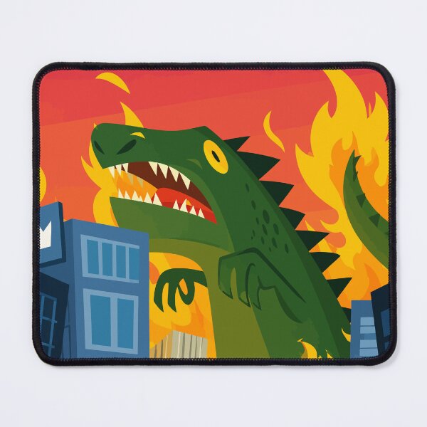 Item preview, Retro Kaiju Monster Attack City Destruction Fire Art designed and sold by The Upside Down.