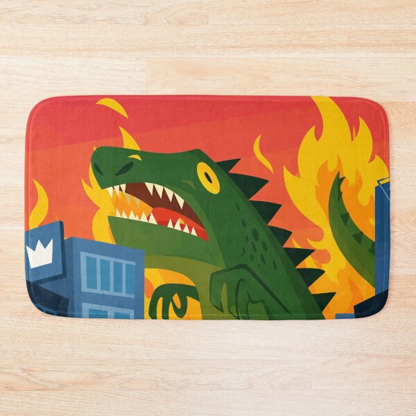 Item preview, Retro Kaiju Monster Attack City Destruction Fire Art designed and sold by The Upside Down.