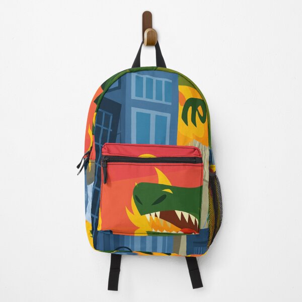 Item preview, Retro Kaiju Monster Attack City Destruction Fire Art designed and sold by The Upside Down.