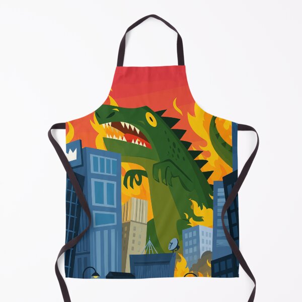 Item preview, Retro Kaiju Monster Attack City Destruction Fire Art designed and sold by The Upside Down.