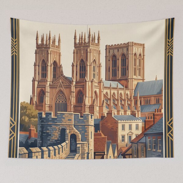 Item preview, York England Vintage Travel Art – Minster and Walls designed and sold by Bomax121.