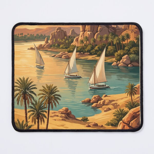 Item preview, Aswan Egypt Vintage Travel Art – Nile Felucca Boats designed and sold by Bomax121.