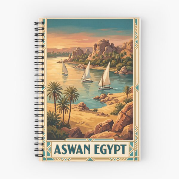Item preview, Aswan Egypt Vintage Travel Art – Nile Felucca Boats designed and sold by Bomax121.