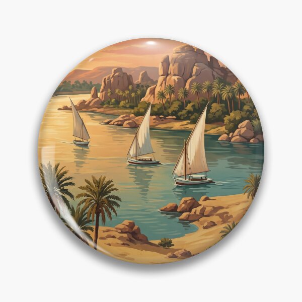 Item preview, Aswan Egypt Vintage Travel Art – Nile Felucca Boats designed and sold by Bomax121.