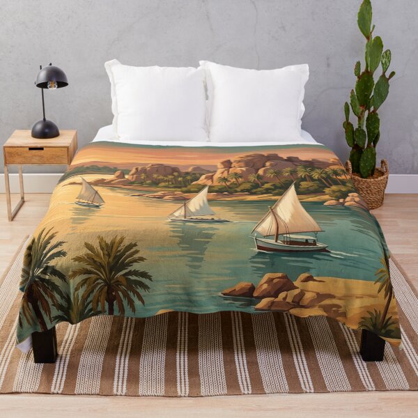 Item preview, Aswan Egypt Vintage Travel Art – Nile Felucca Boats designed and sold by Bomax121.